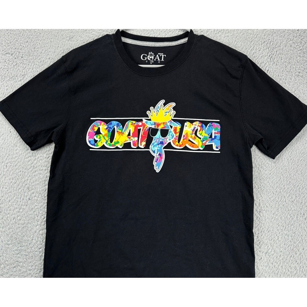 Goat USA Shirt Adult Medium Black Graphic Print T-Shirt Short Sleeve Tee Mens